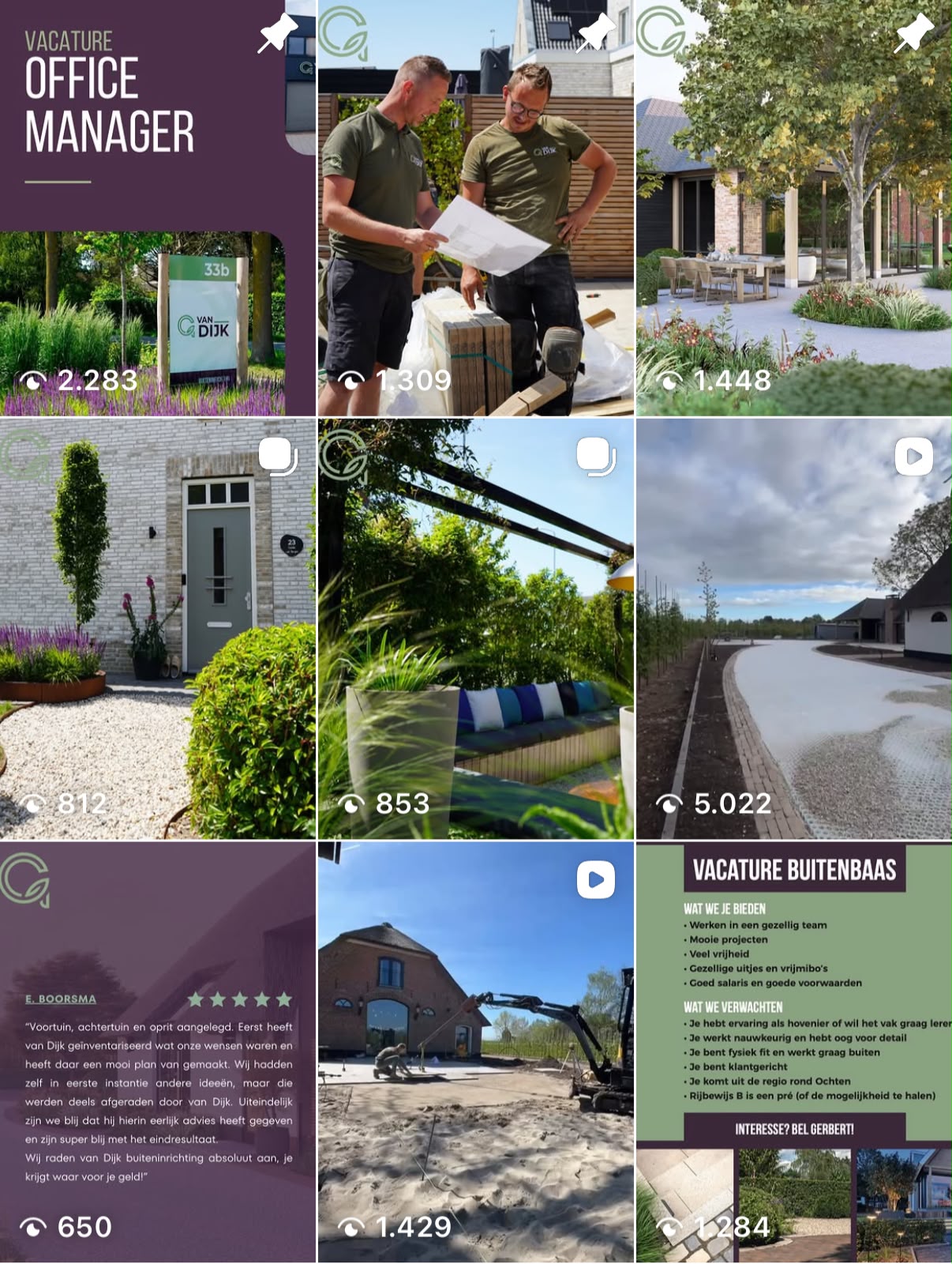 Instagram feed Van Dijk Buiteninrichting